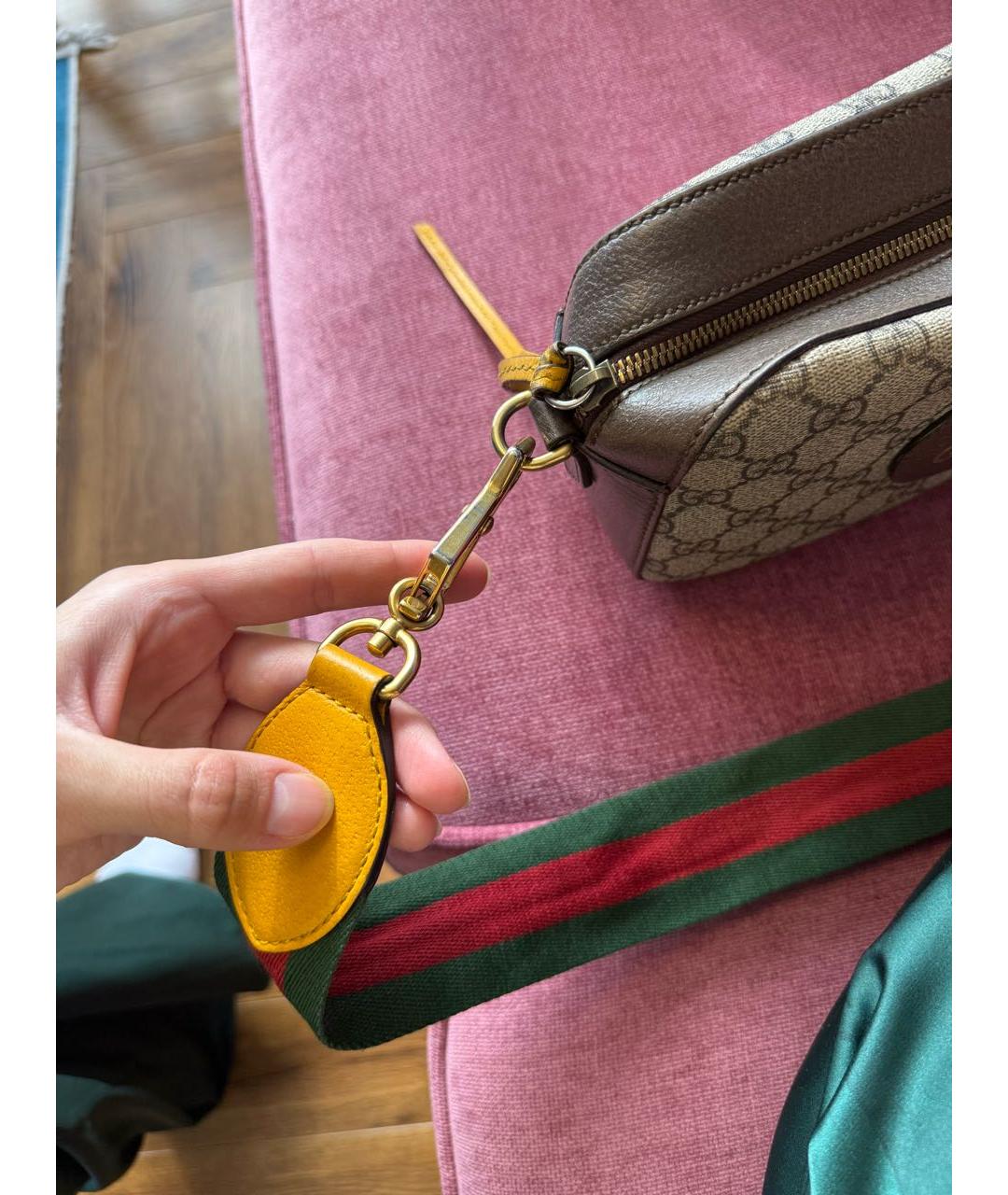 GUCCI Бежевая кожаная сумка через плечо, фото 6