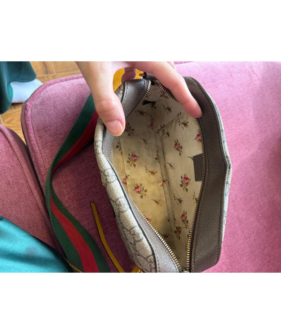 GUCCI Бежевая кожаная сумка через плечо, фото 7