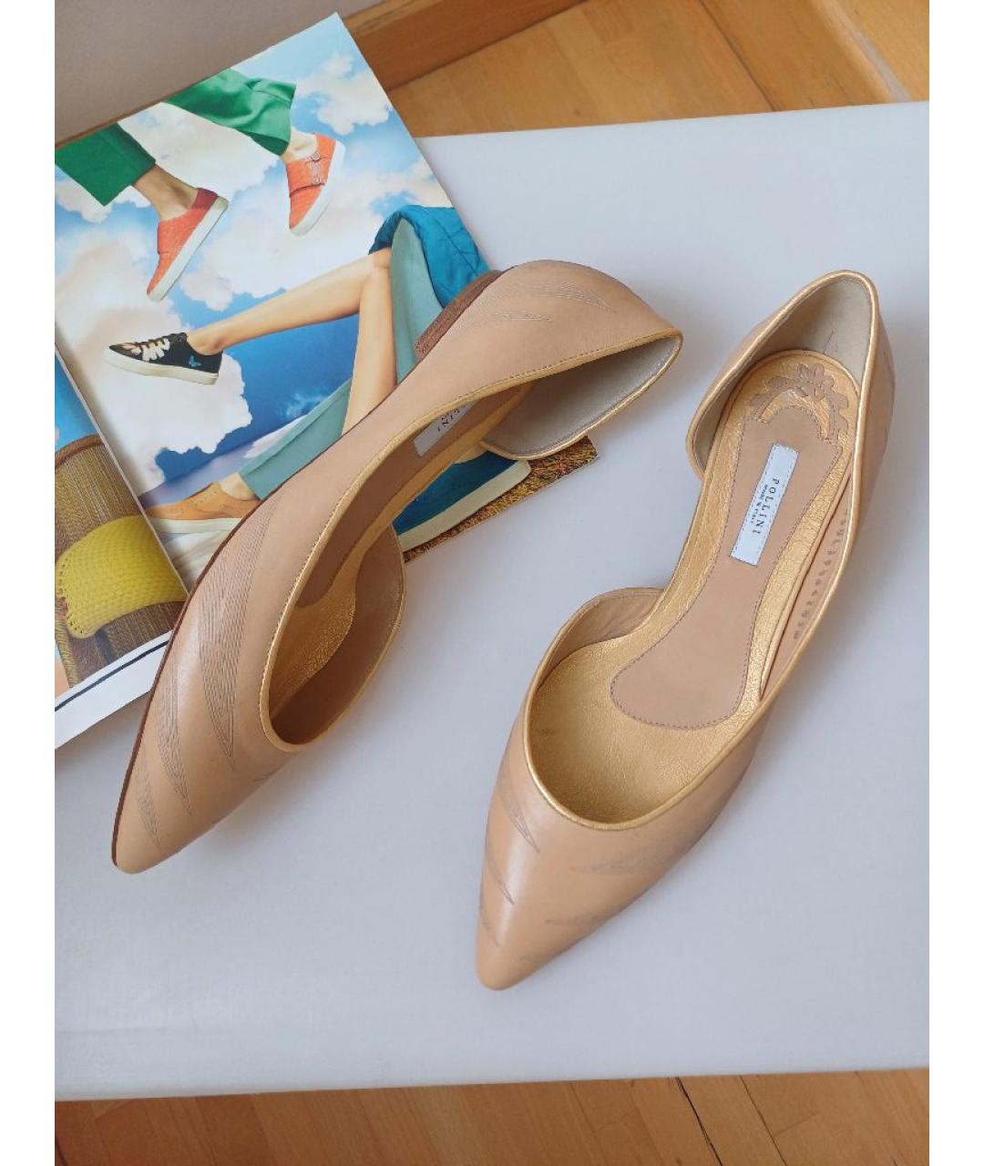 POLLINI Бежевые кожаные лоферы, фото 4