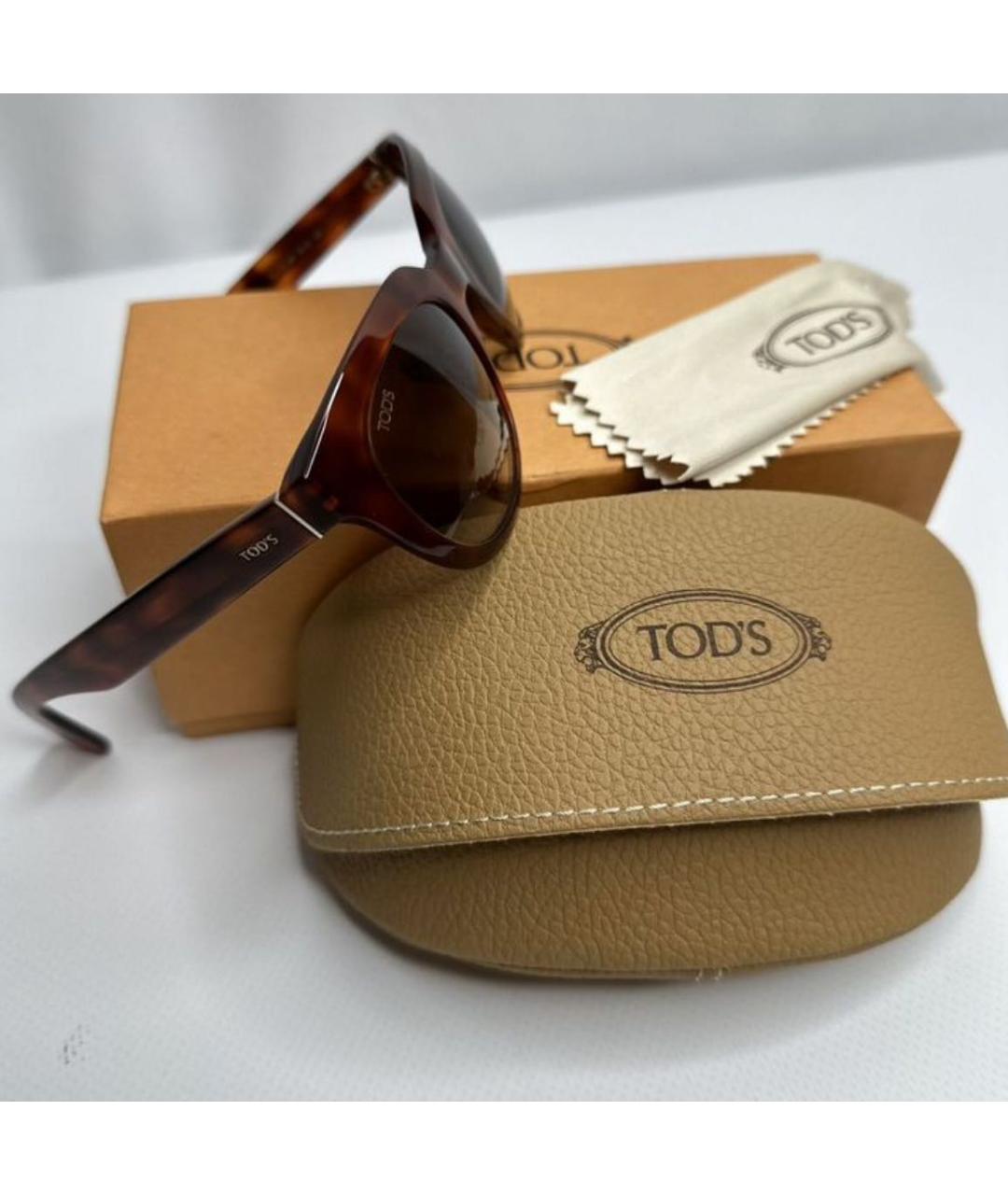 TOD'S Коричневые пластиковые солнцезащитные очки, фото 4