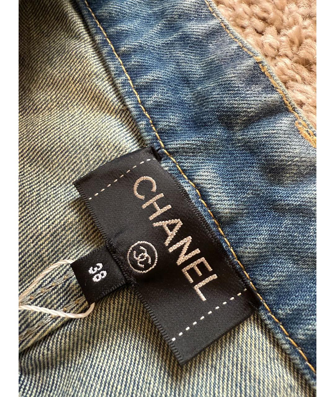 CHANEL Голубые хлопковые прямые джинсы, фото 4
