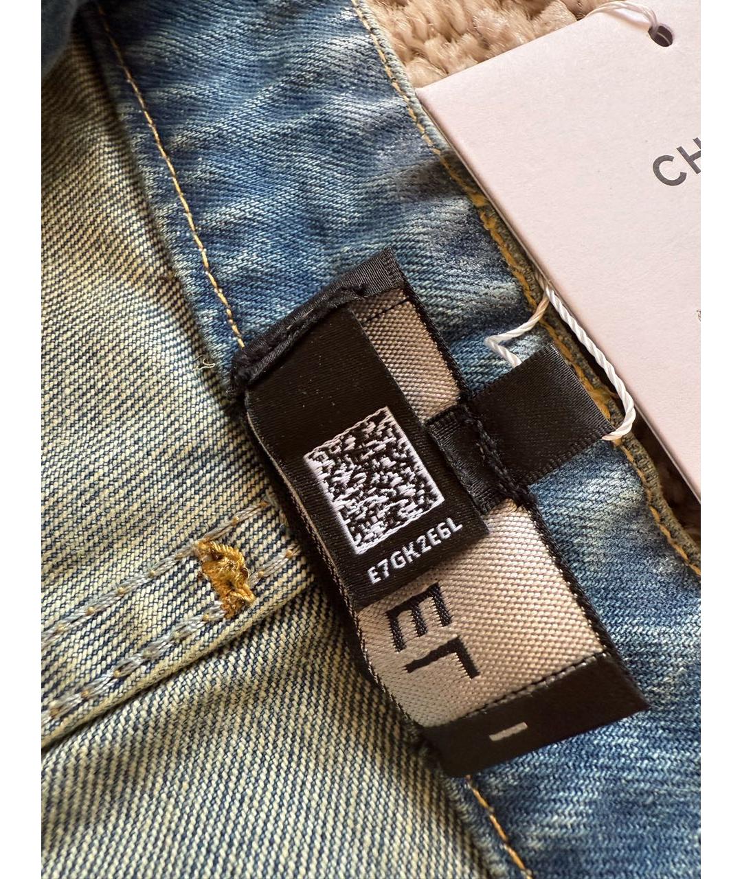 CHANEL Голубые хлопковые прямые джинсы, фото 3