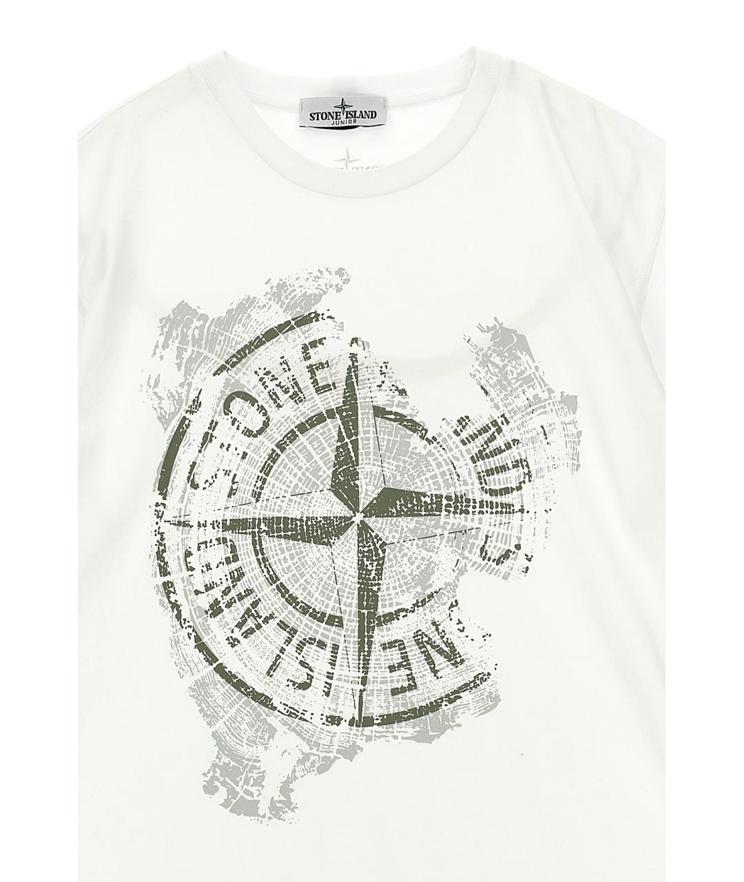 STONE ISLAND Белая детская футболка, фото 3