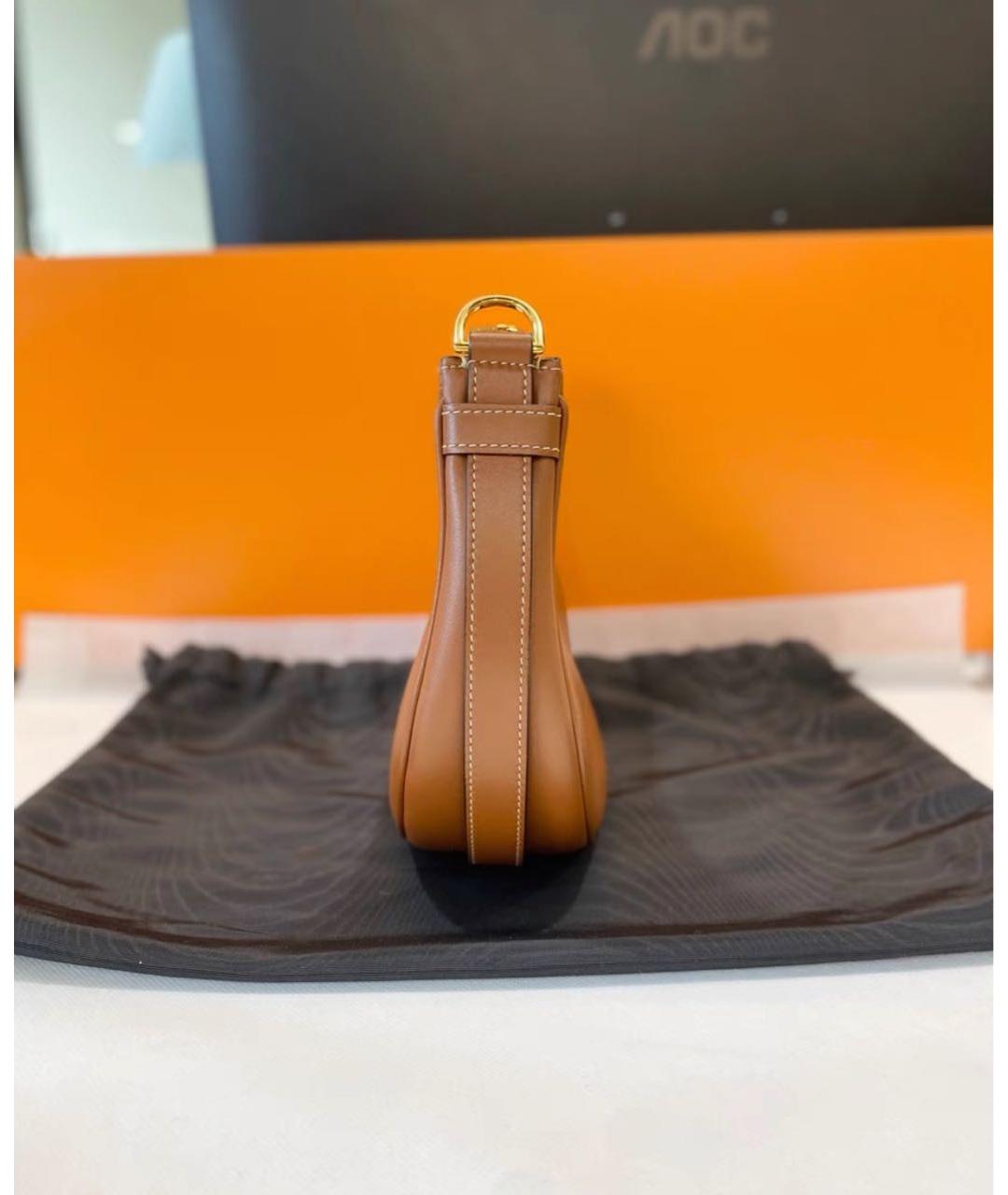 CELINE Коричневая кожаная сумка через плечо, фото 4
