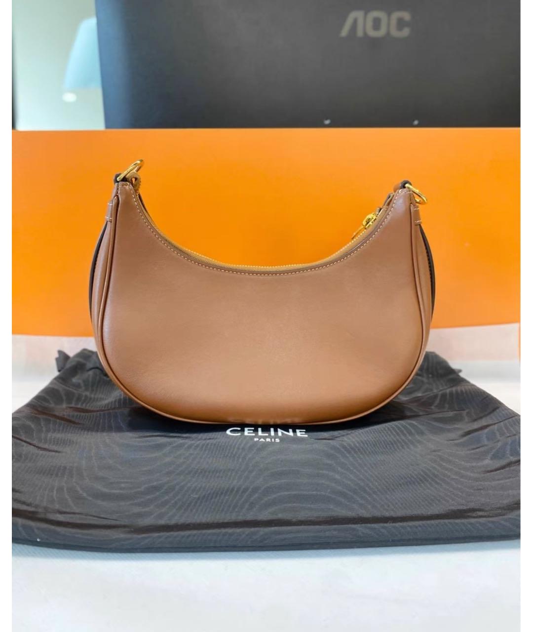 CELINE Коричневая кожаная сумка через плечо, фото 3