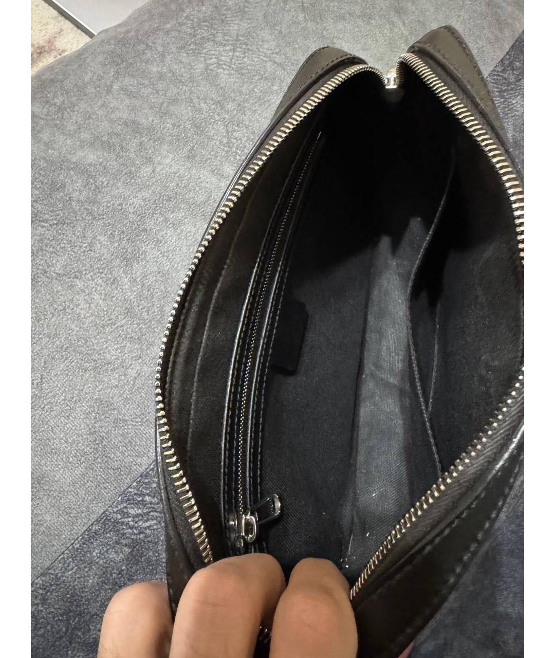 GUCCI Черная кожаная барсетка, фото 4