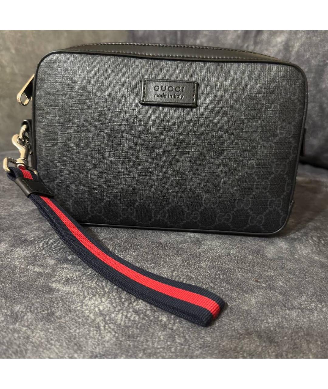 GUCCI Черная кожаная барсетка, фото 2