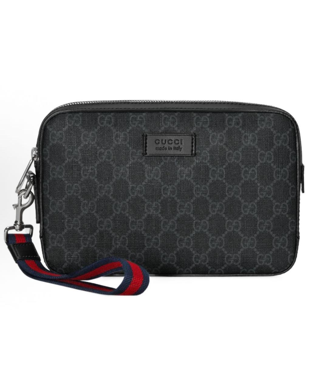 GUCCI Черная кожаная барсетка, фото 8