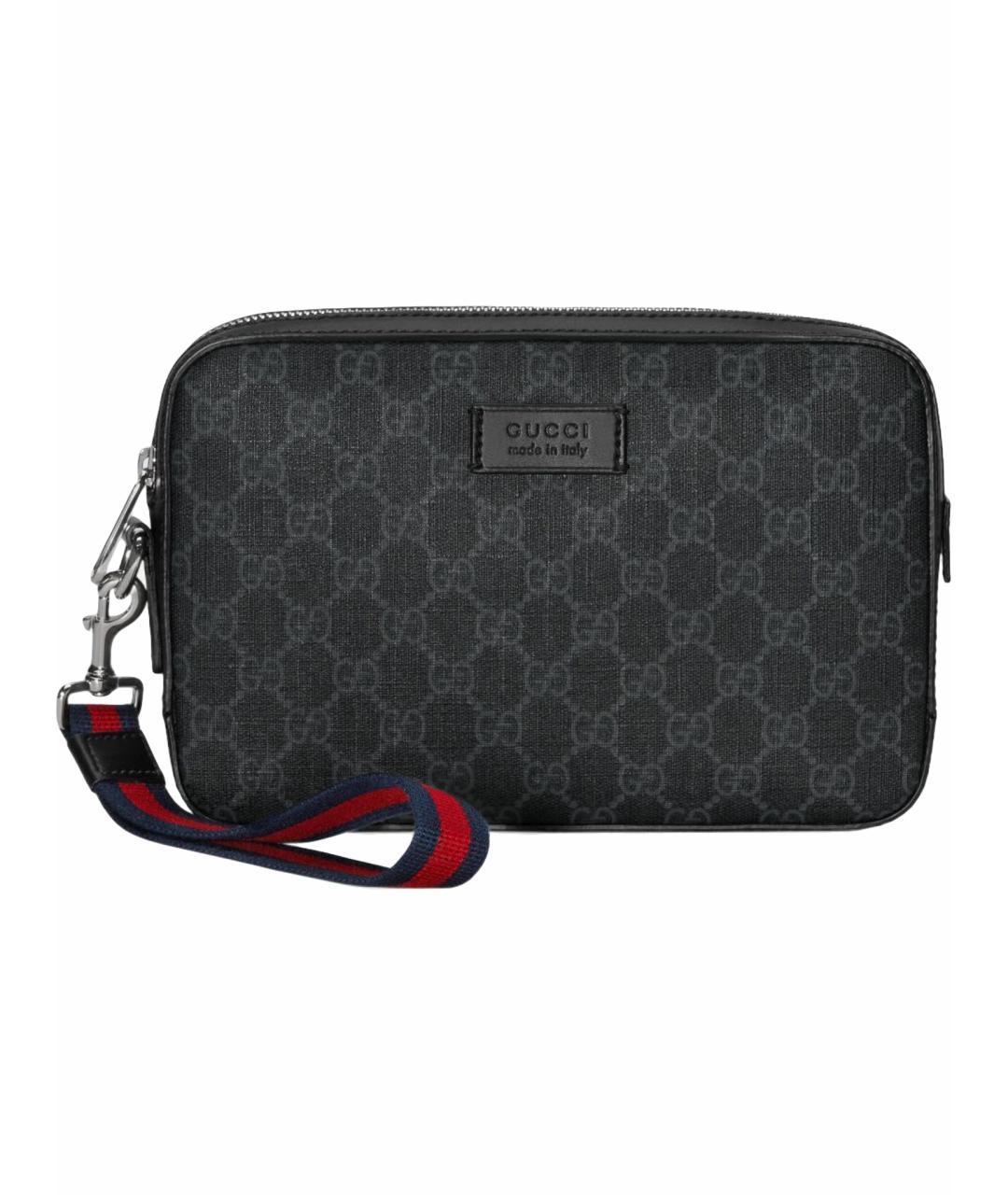 GUCCI Черная кожаная барсетка, фото 1