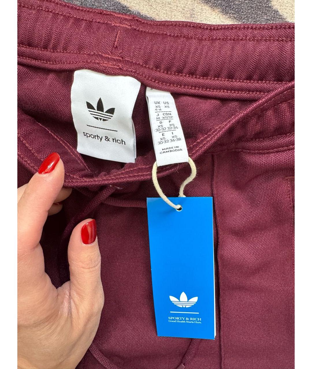 SPORTY AND RICH Бордовые хлопковые спортивные брюки и шорты, фото 4