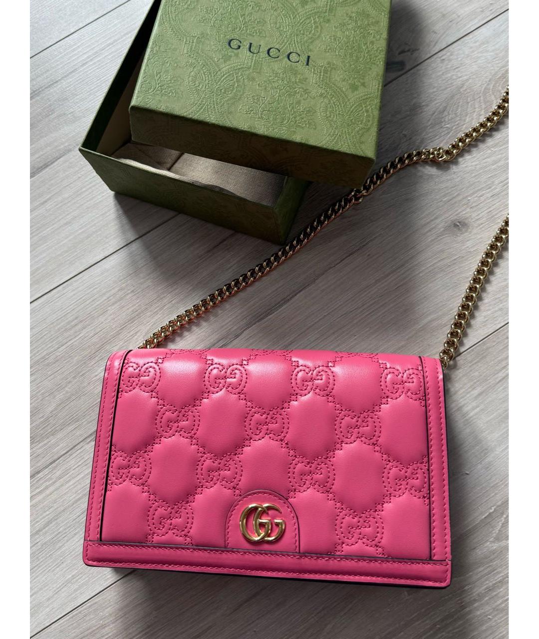 GUCCI Розовая кожаная сумка через плечо, фото 6