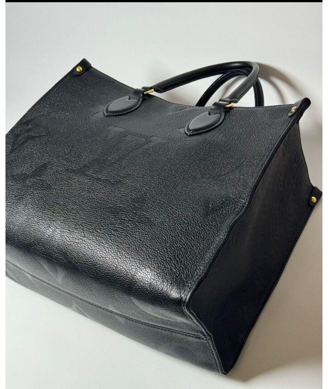 LOUIS VUITTON Черная кожаная сумка тоут, фото 7