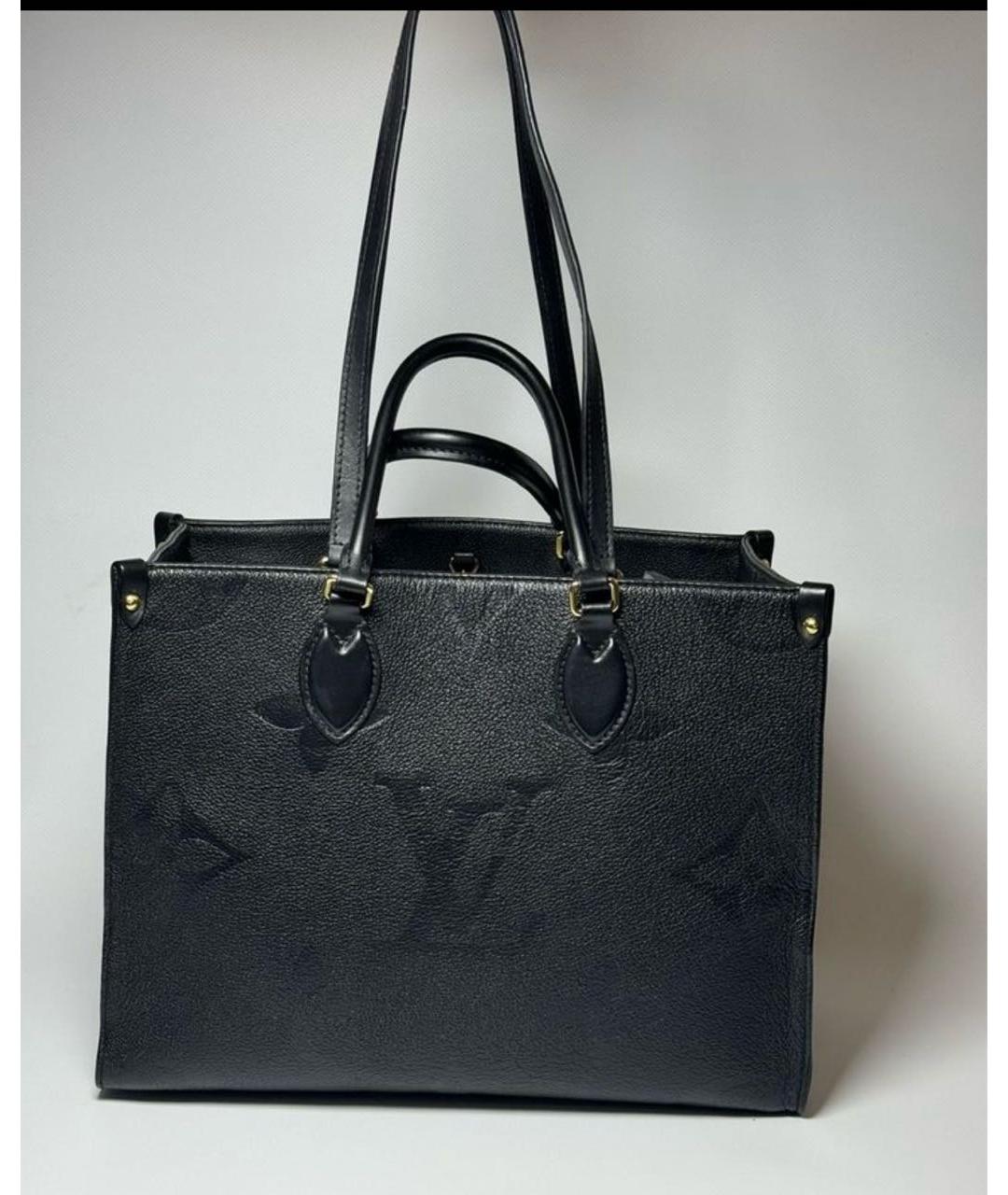 LOUIS VUITTON Черная кожаная сумка тоут, фото 3