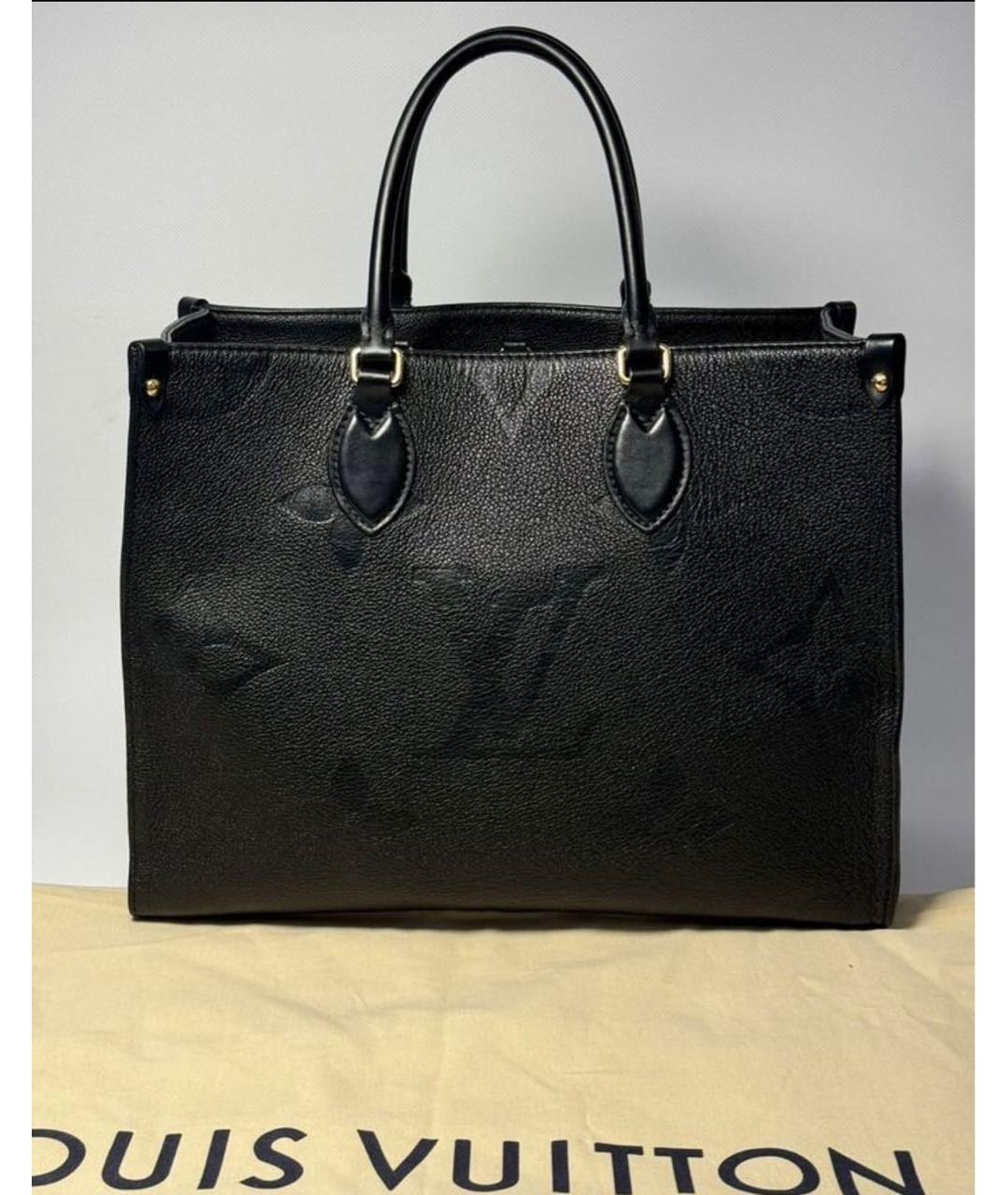 LOUIS VUITTON Черная кожаная сумка тоут, фото 9