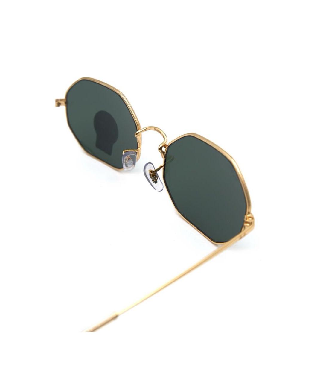 RAY BAN Золотые металлические солнцезащитные очки, фото 3