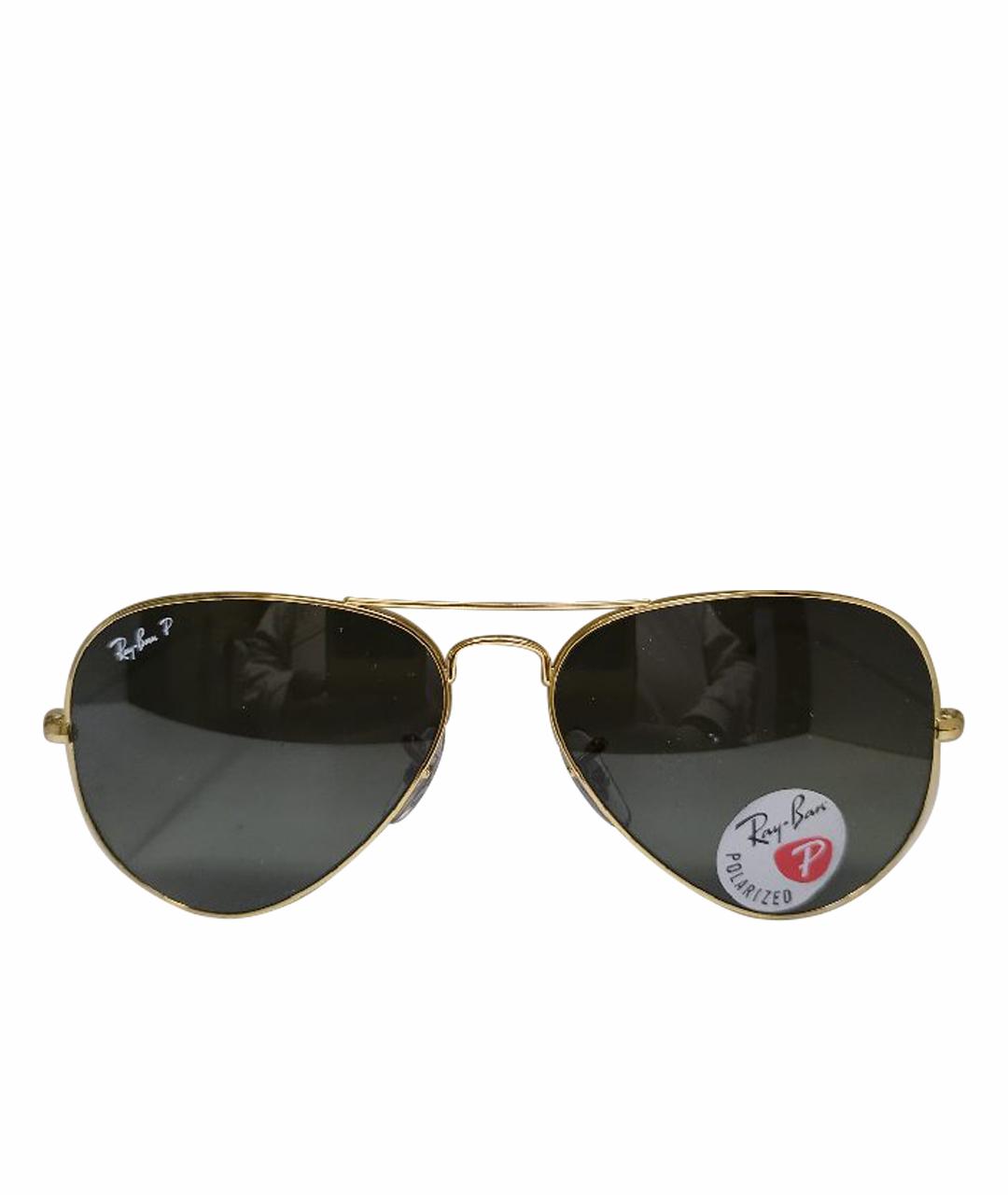 RAY BAN Золотые металлические солнцезащитные очки, фото 1