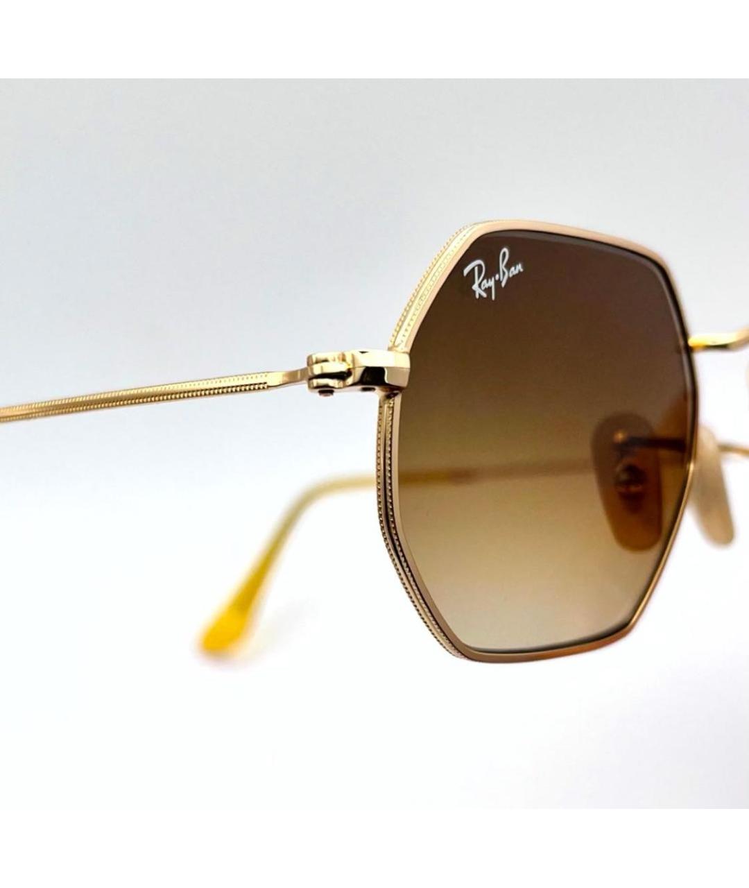 RAY BAN Золотые металлические солнцезащитные очки, фото 3