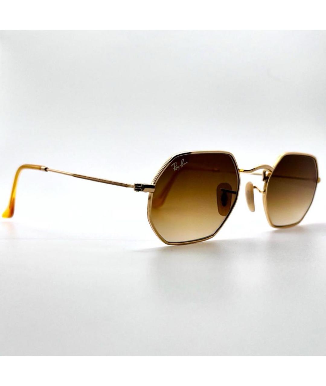 RAY BAN Золотые металлические солнцезащитные очки, фото 2
