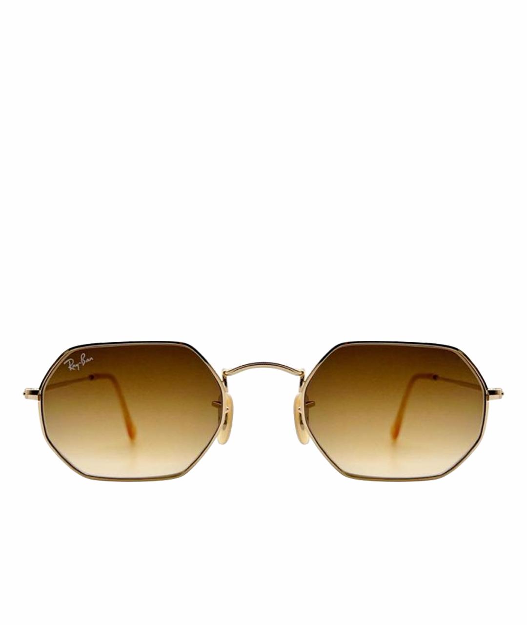 RAY BAN Золотые металлические солнцезащитные очки, фото 1