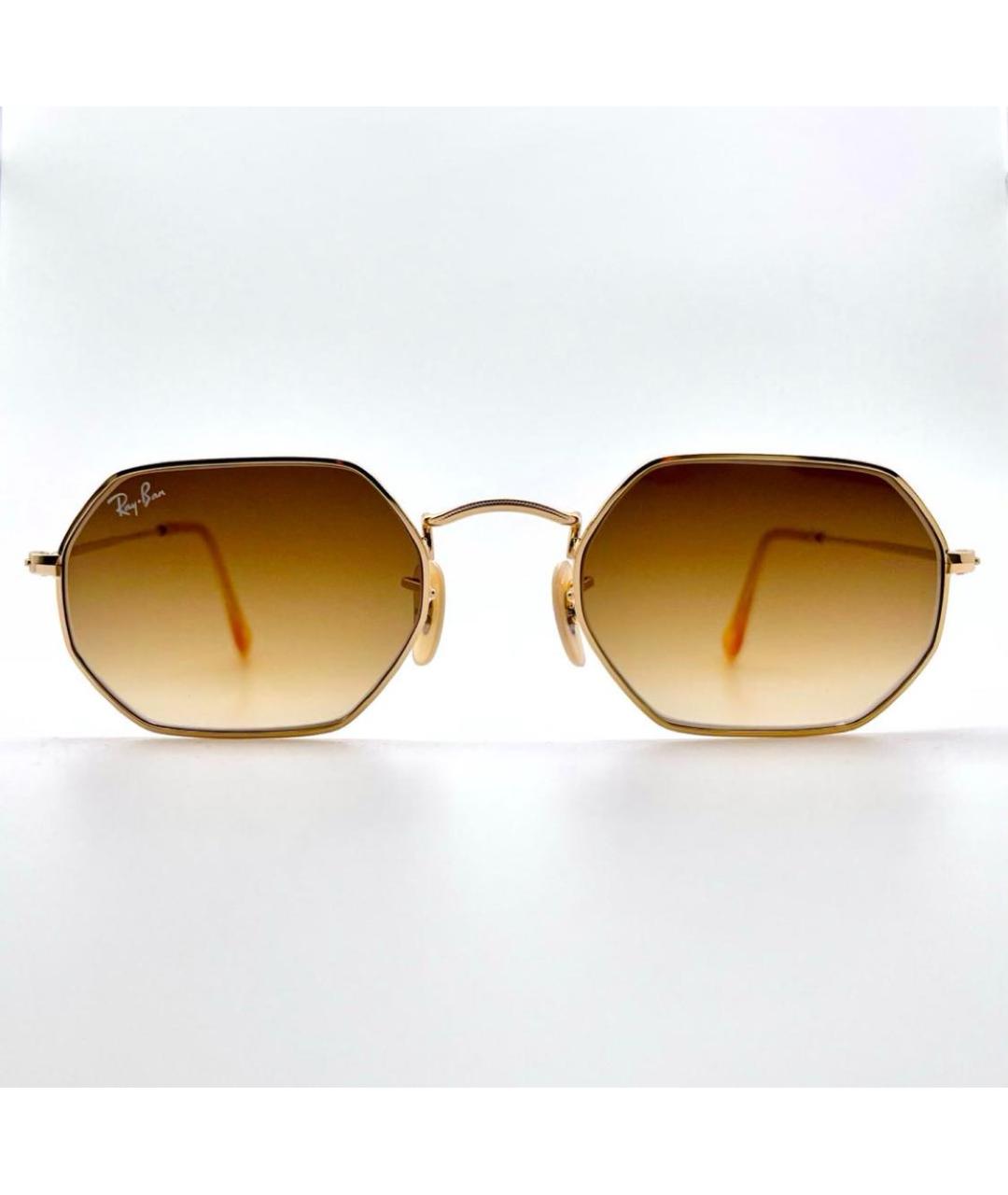 RAY BAN Золотые металлические солнцезащитные очки, фото 7