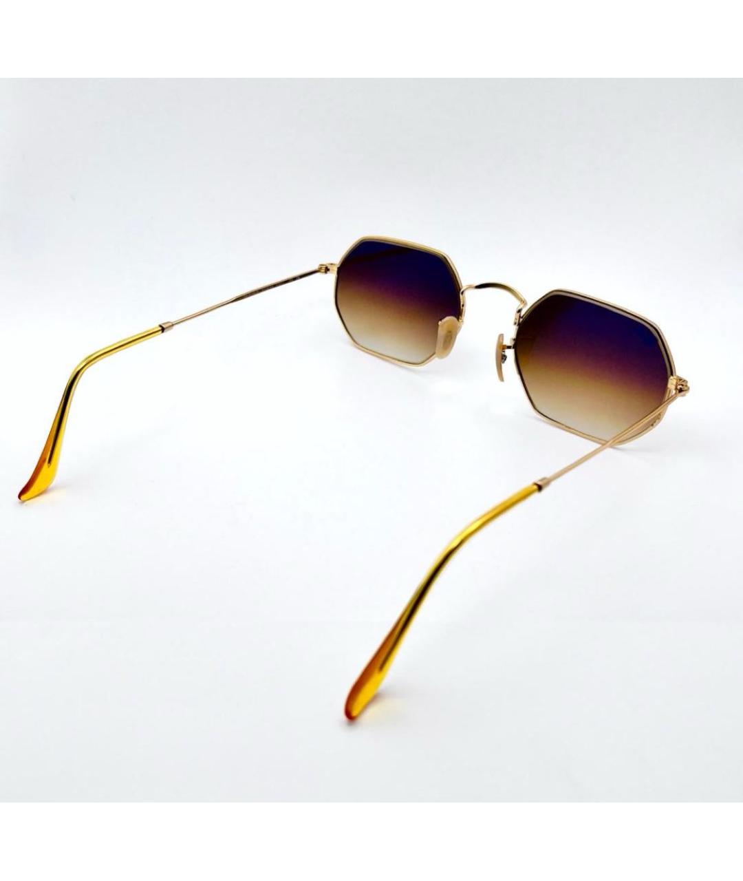 RAY BAN Золотые металлические солнцезащитные очки, фото 6