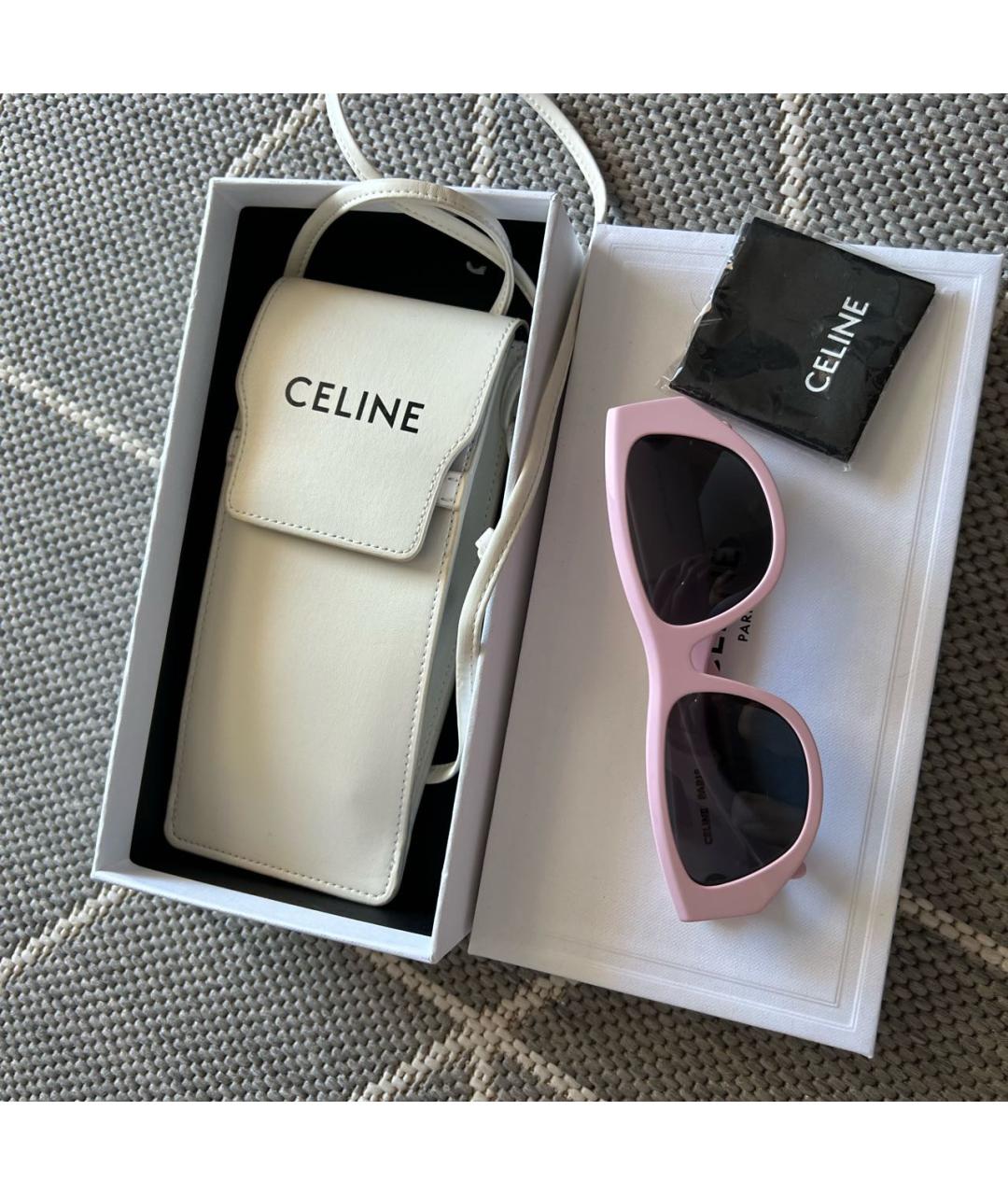 CELINE Розовые пластиковые солнцезащитные очки, фото 4
