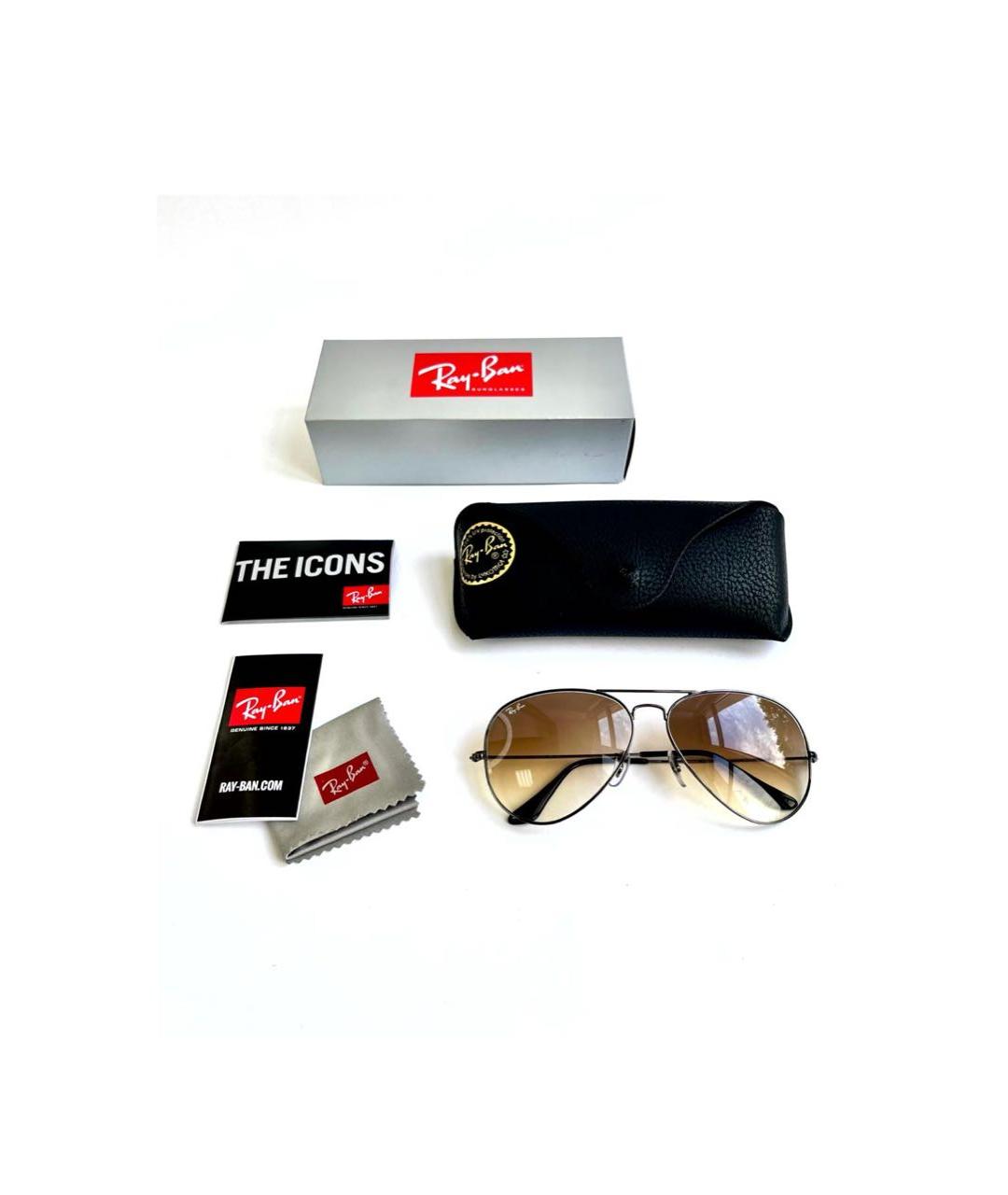 RAY BAN Черные металлические солнцезащитные очки, фото 4