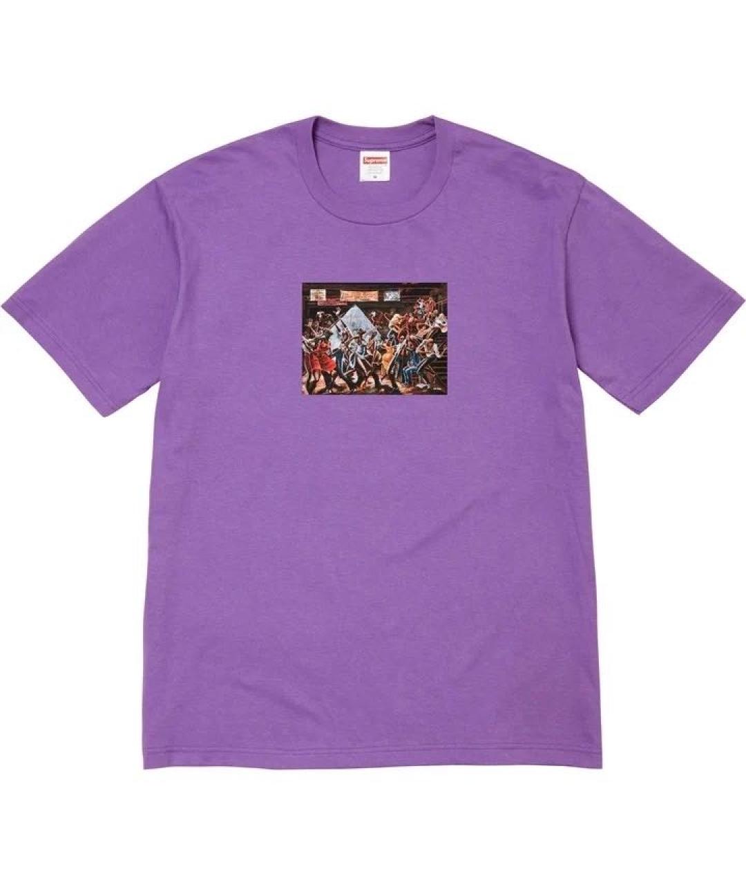 SUPREME Фиолетовая хлопковая футболка, фото 1
