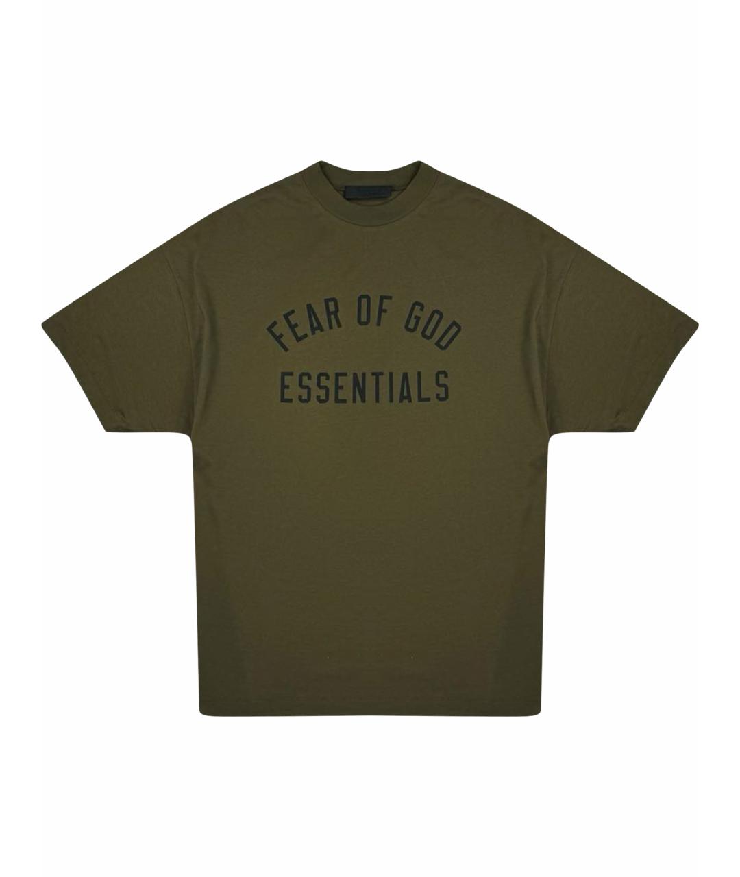 FEAR OF GOD ESSENTIALS Хаки хлопковая футболка, фото 8