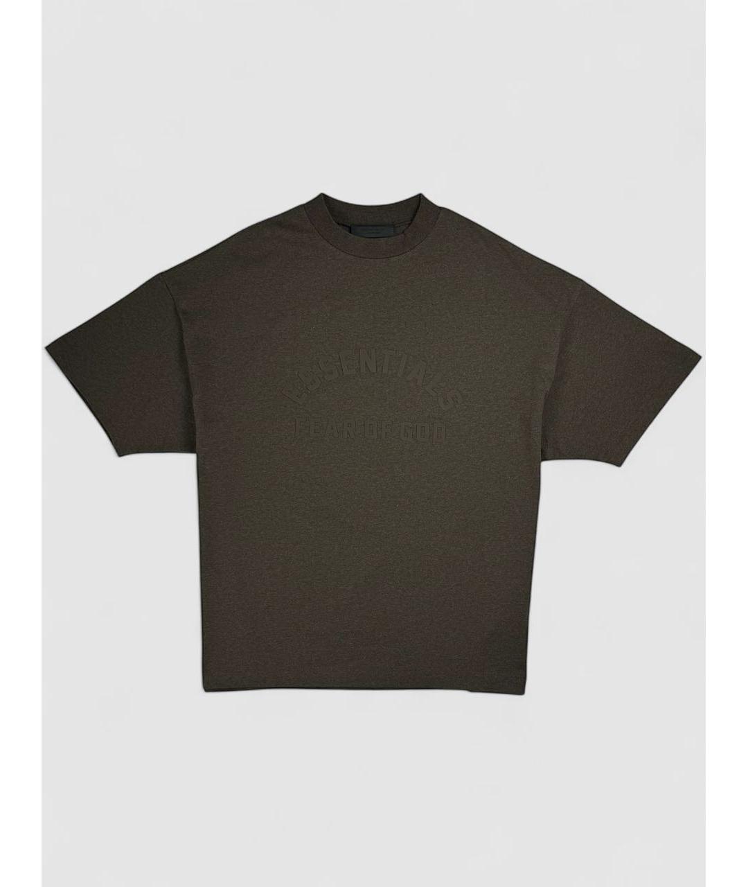 FEAR OF GOD ESSENTIALS Хаки хлопковая футболка, фото 2