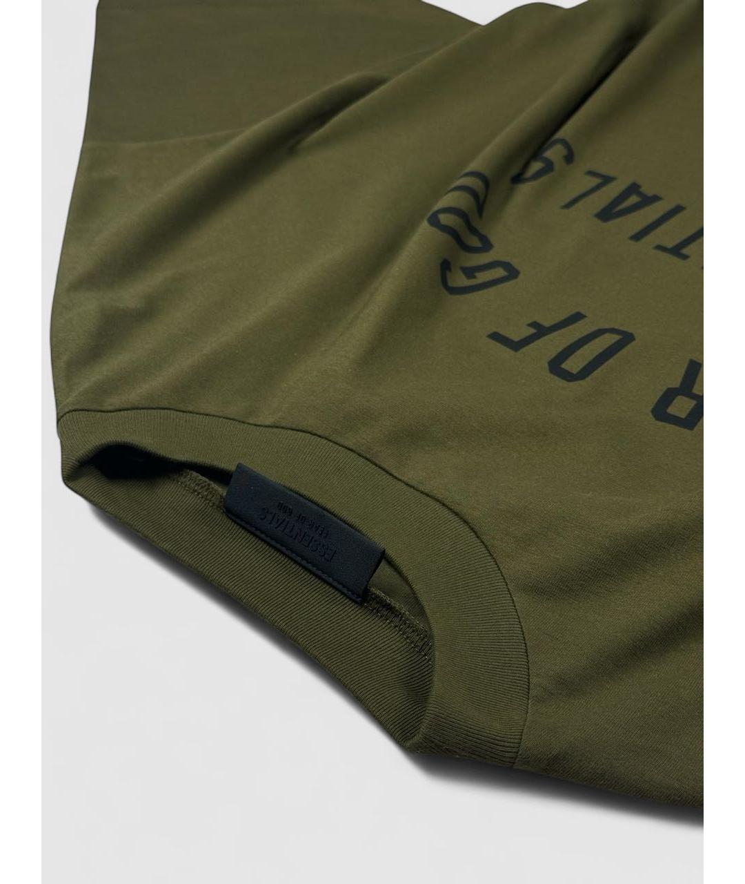 FEAR OF GOD ESSENTIALS Хаки хлопковая футболка, фото 4