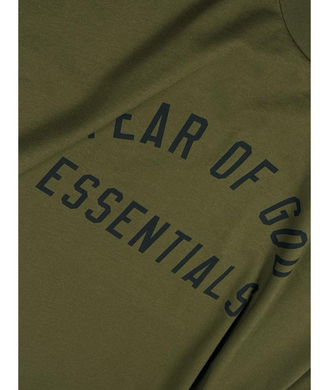 FEAR OF GOD ESSENTIALS Хаки хлопковая футболка, фото 5