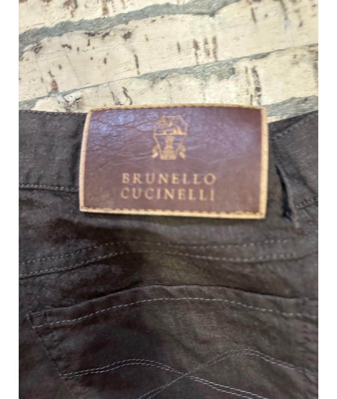 BRUNELLO CUCINELLI Коричневые шерстяные классические брюки, фото 3