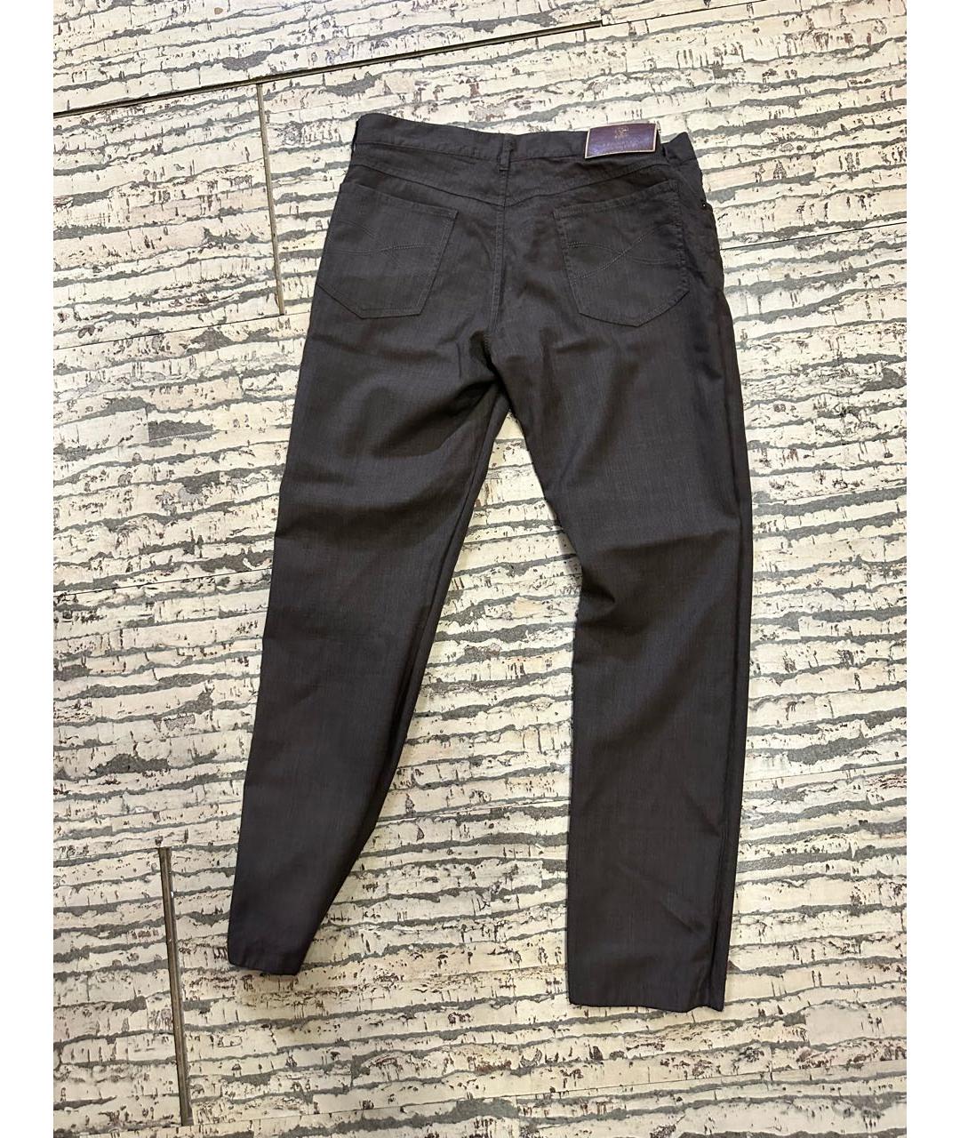 BRUNELLO CUCINELLI Коричневые шерстяные классические брюки, фото 2