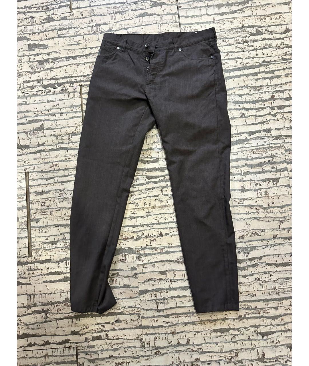 BRUNELLO CUCINELLI Коричневые шерстяные классические брюки, фото 5