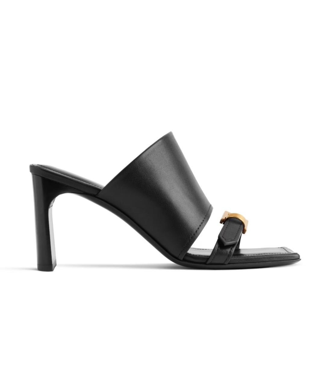 BALENCIAGA Черные кожаные мюли, фото 5