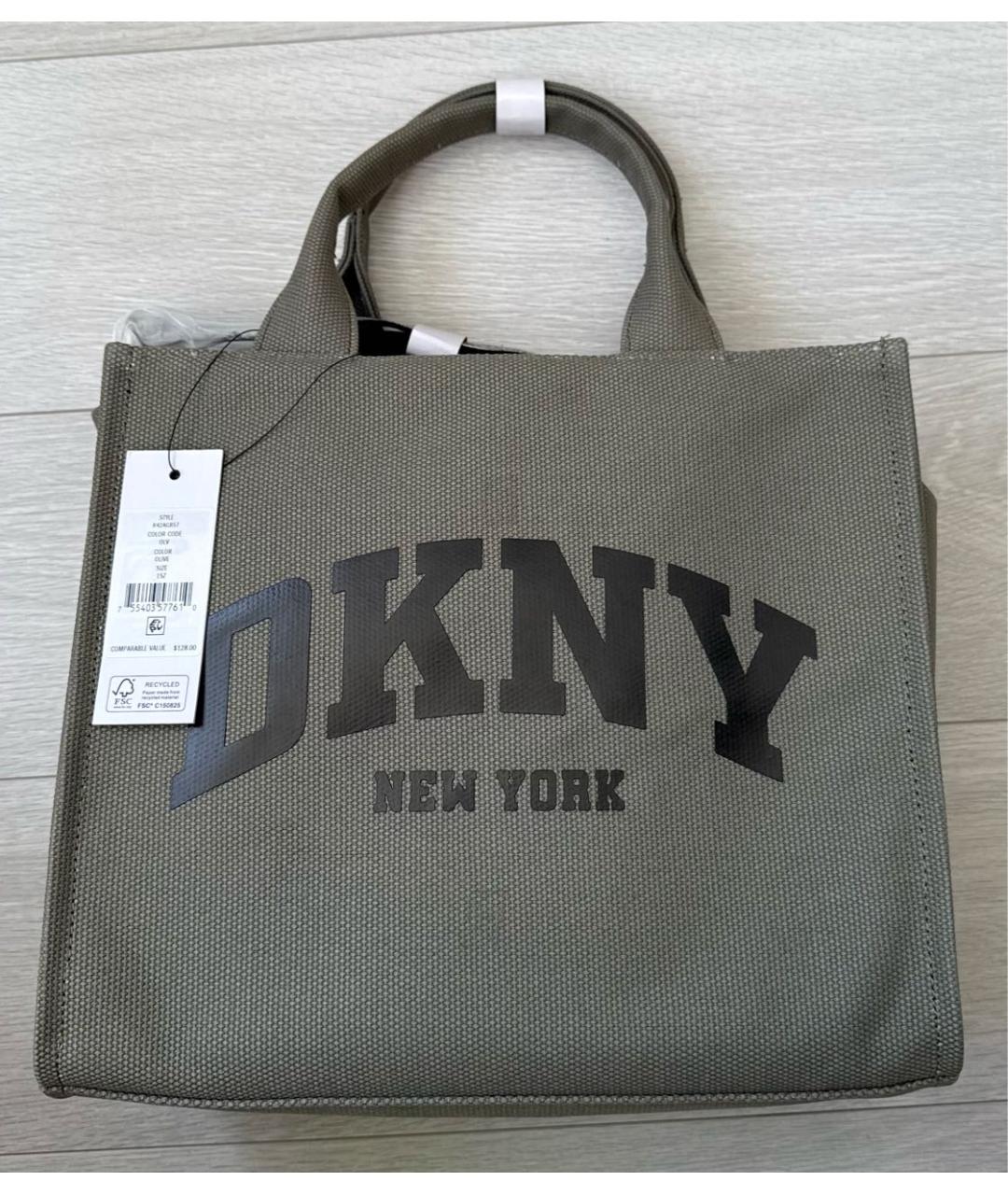 DKNY Хаки хлопковая сумка тоут, фото 7