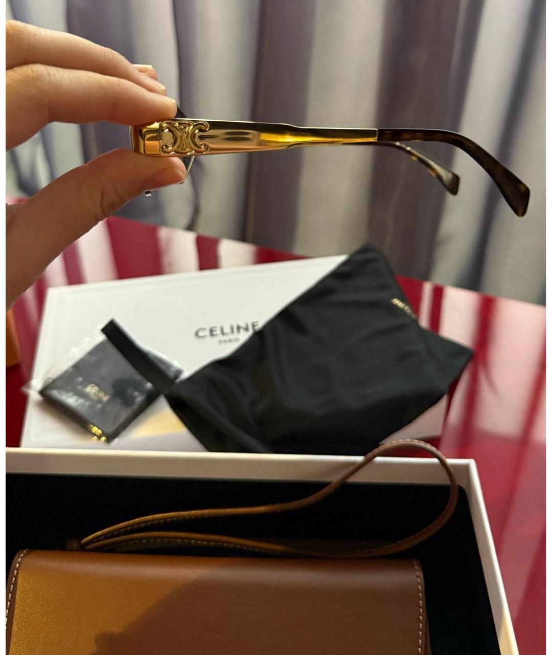CELINE Золотые металлические солнцезащитные очки, фото 3