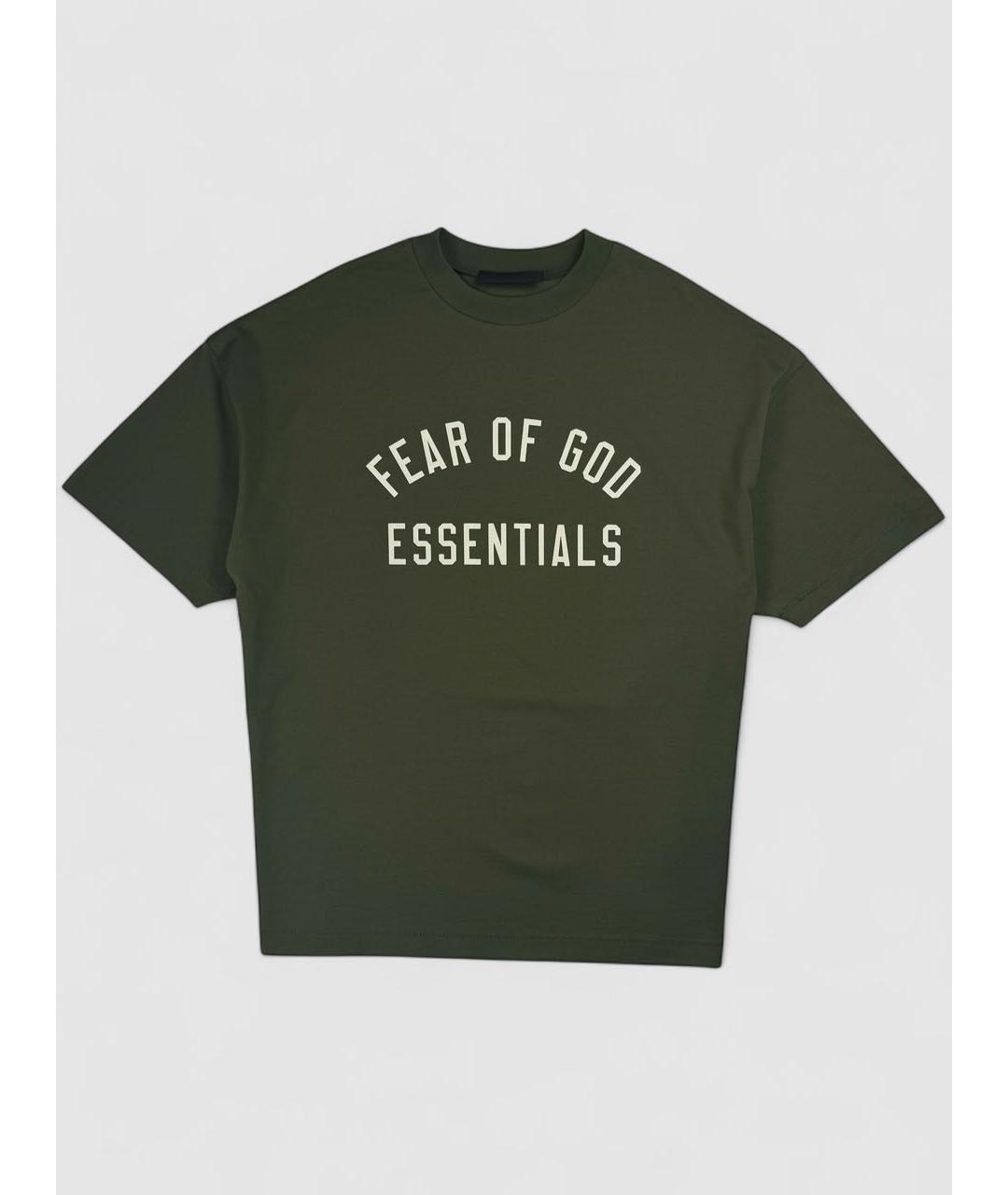 FEAR OF GOD ESSENTIALS Зеленая хлопковая футболка, фото 6