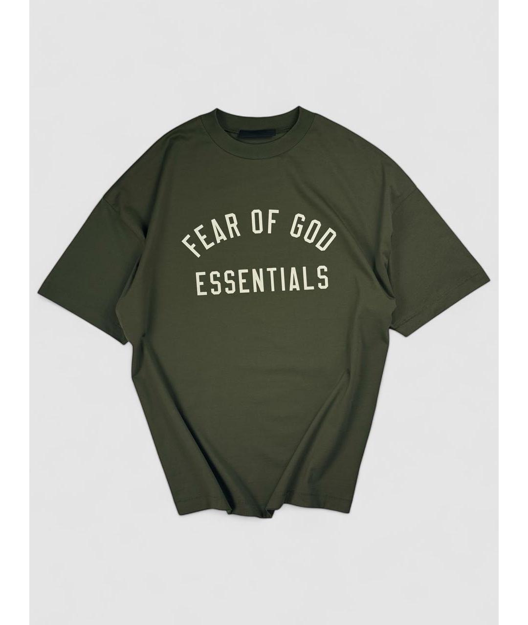 FEAR OF GOD ESSENTIALS Зеленая хлопковая футболка, фото 2