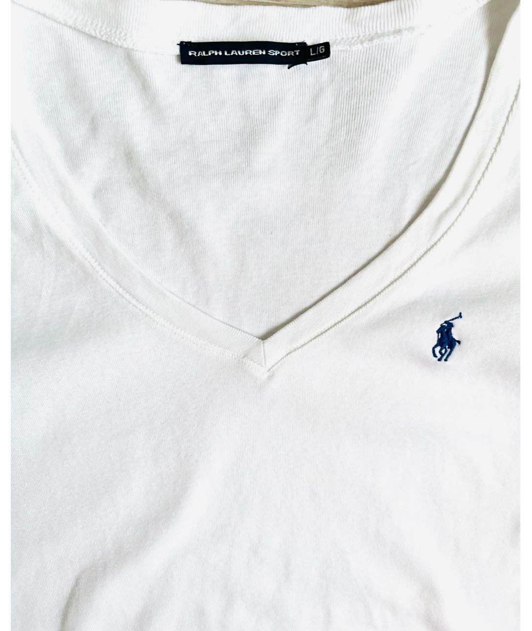 RALPH LAUREN Белая хлопковая футболка, фото 3