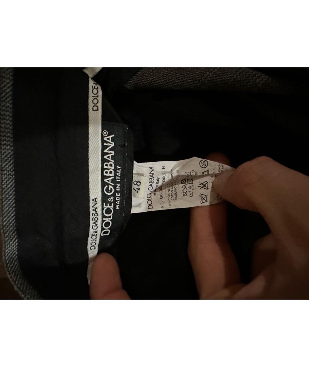 DOLCE&GABBANA Антрацитовые хлопковые классические брюки, фото 4