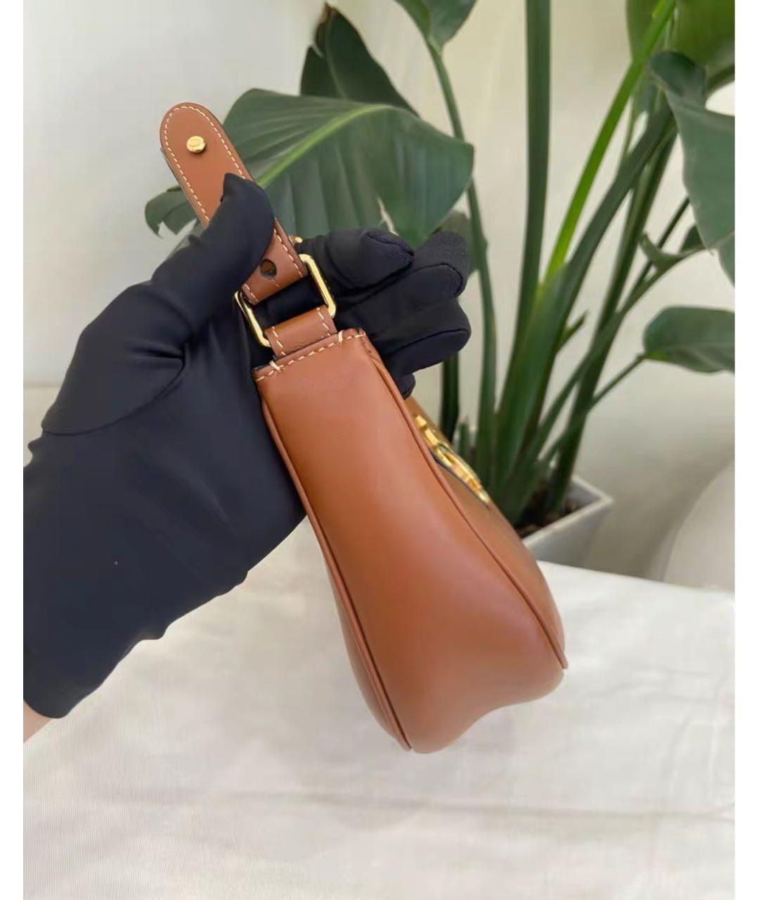 CELINE Коричневая кожаная сумка через плечо, фото 4