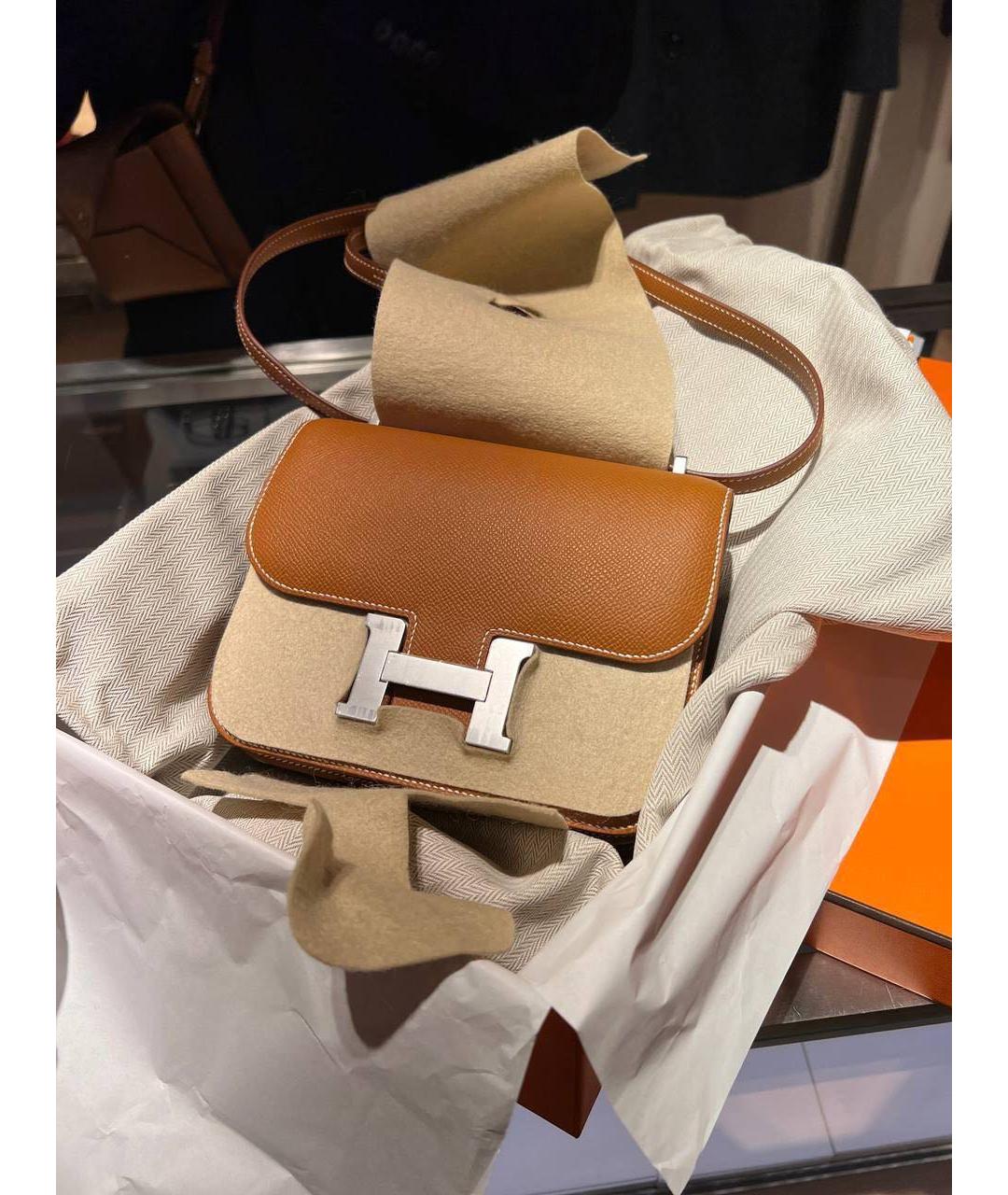 HERMES Коричневая кожаная сумка через плечо, фото 3