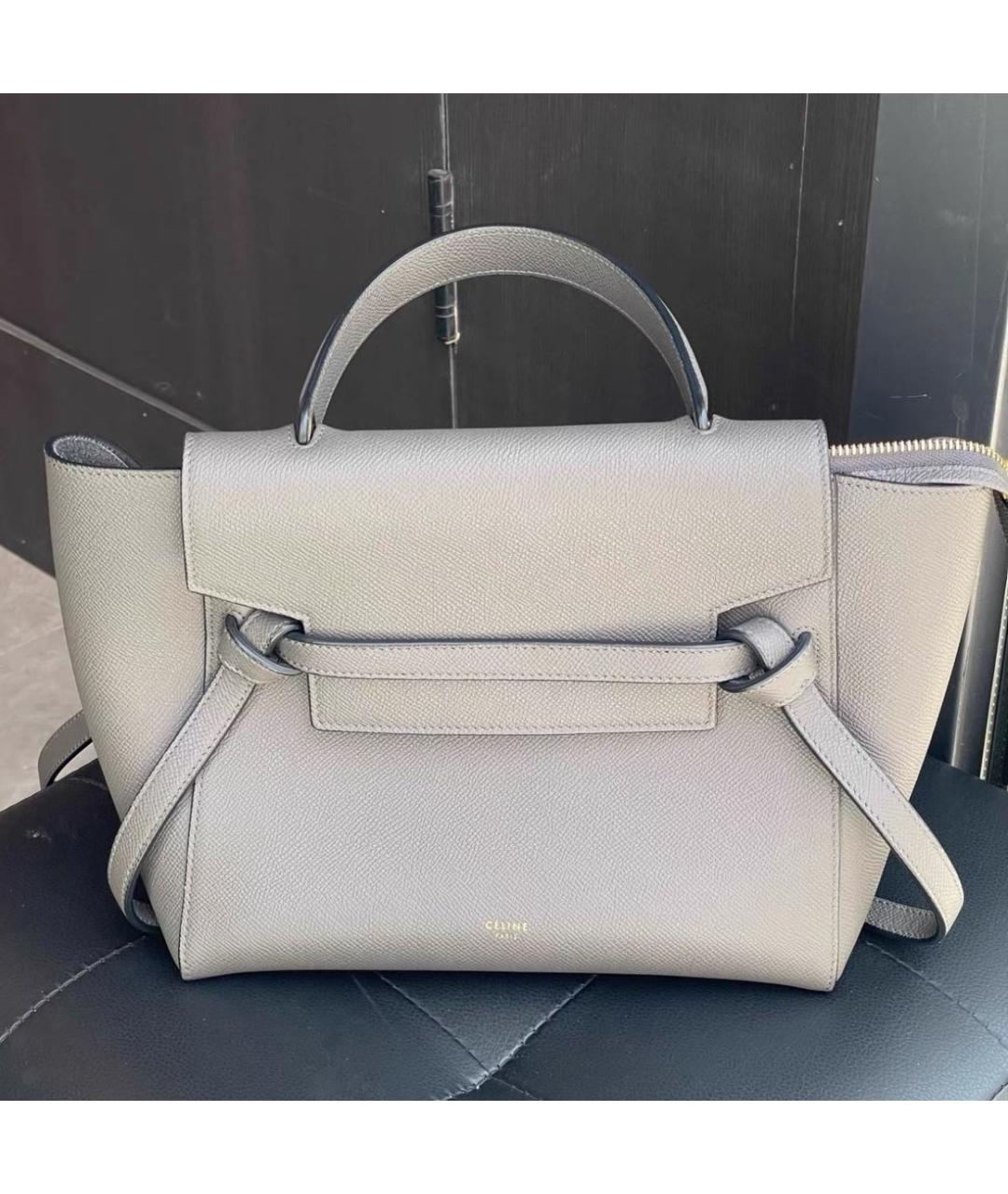 CELINE Серая кожаная сумка тоут, фото 2