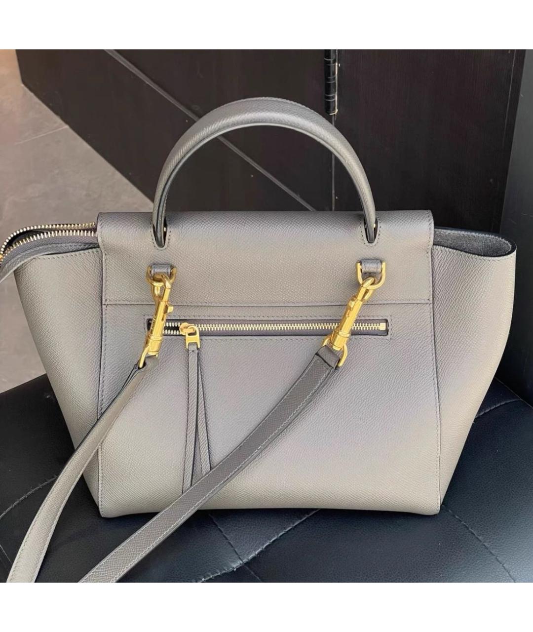 CELINE Серая кожаная сумка тоут, фото 3