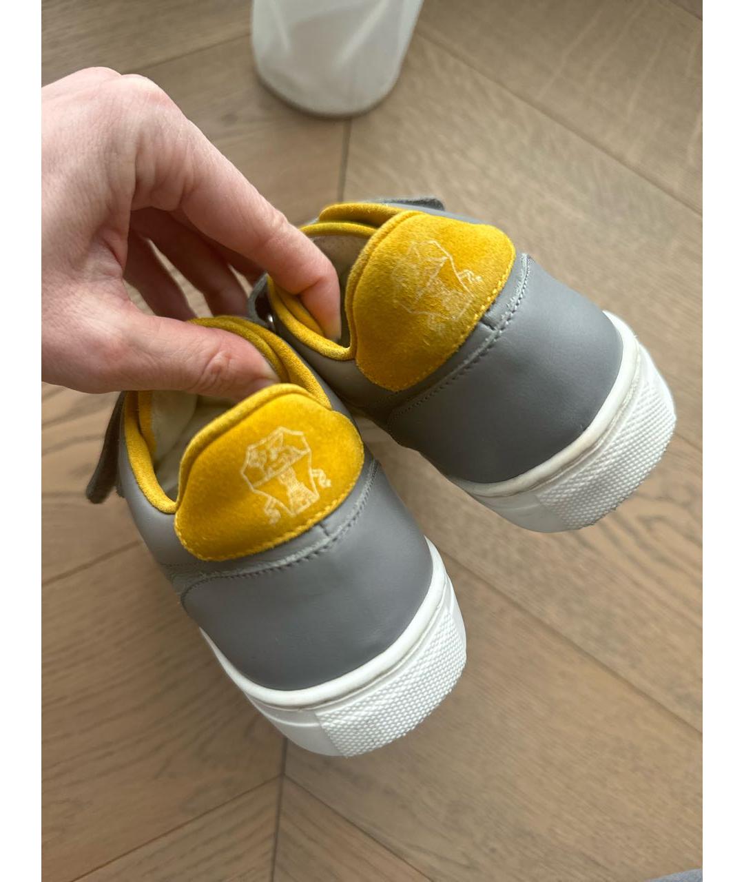 BRUNELLO CUCINELLI Антрацитовые кожаные кеды, фото 6