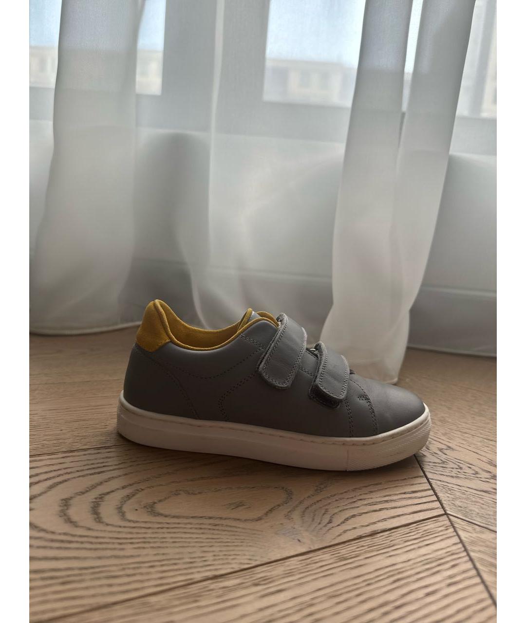 BRUNELLO CUCINELLI Антрацитовые кожаные кеды, фото 9