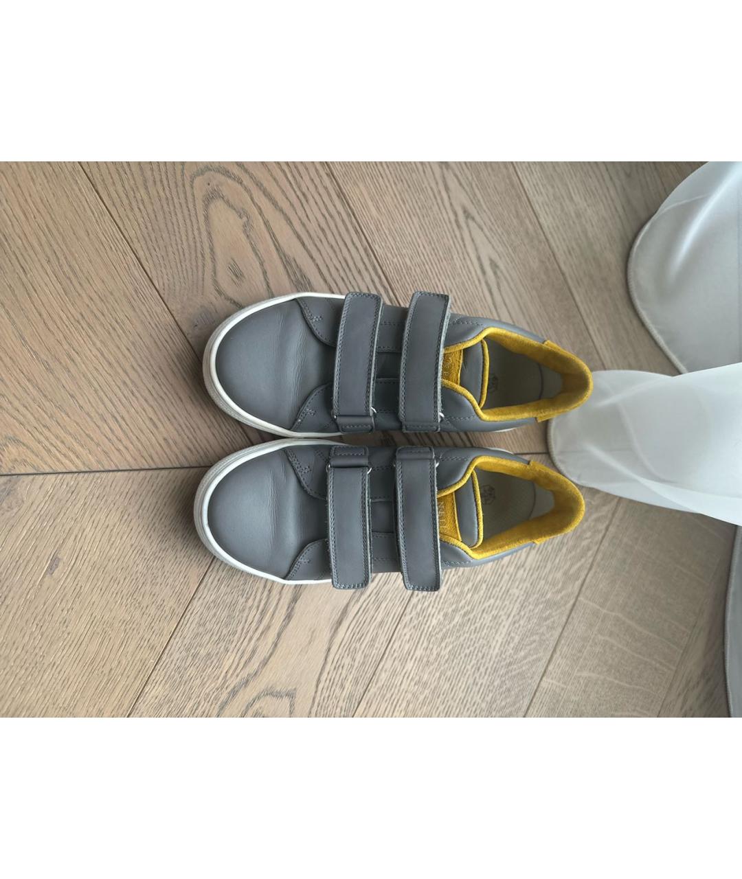 BRUNELLO CUCINELLI Антрацитовые кожаные кеды, фото 2