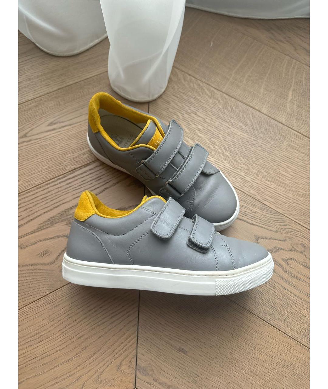 BRUNELLO CUCINELLI Антрацитовые кожаные кеды, фото 8